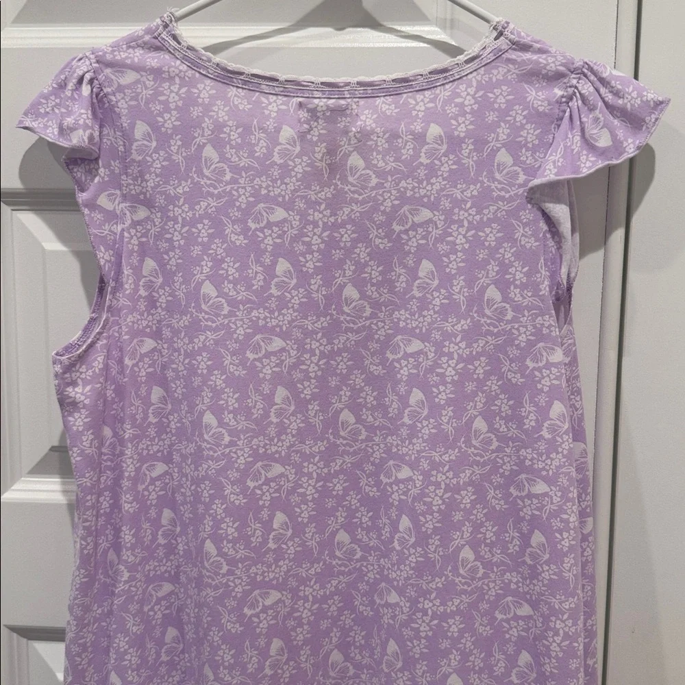 Sophia René Rofé Lavender Floral and Butterfly Short Nightgown Dress Size Medium